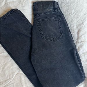 rag & bone high rise straight leg jean in washed black